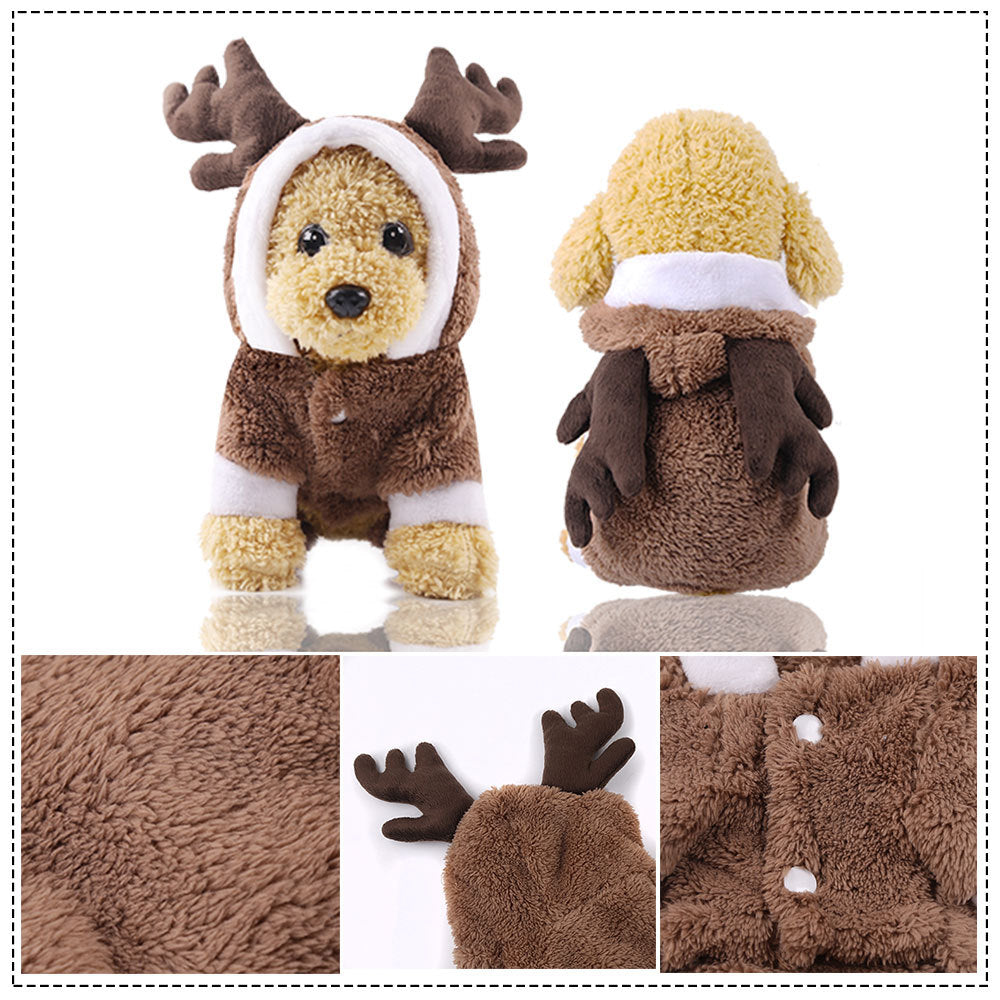 KFX-0458429 Hooded Cotton Padded Sweater for Dogs - Christmas Green Color