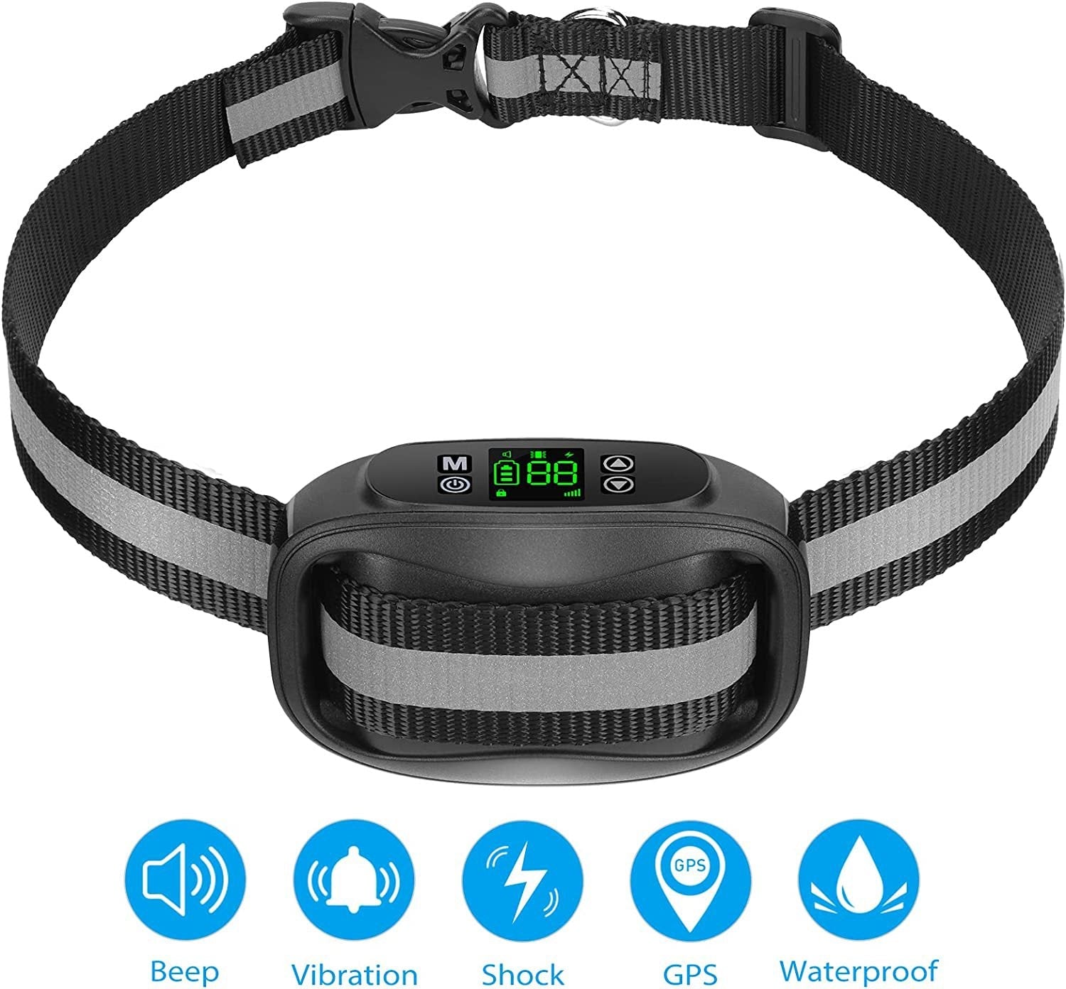 KFX-0458813 Wireless Bark Stopper with GPS Tracking and Adjustable Nylon Strap