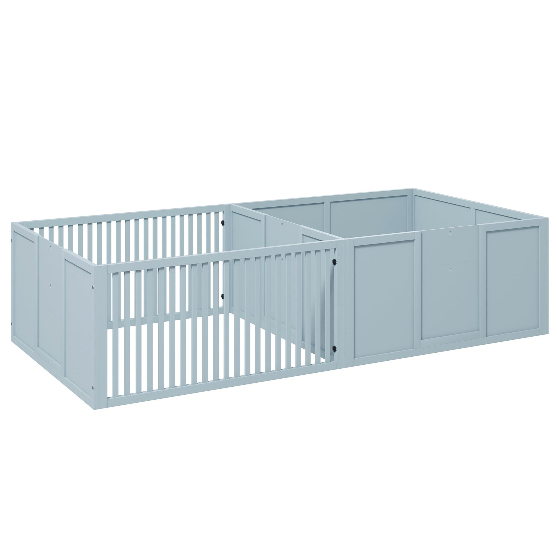 KFX-0459453 Spacious Dog Egg Crate with Removable Doors for Mothers and Newborn Puppies, Indoor Playpen, 81" x 39" x 20", Grey