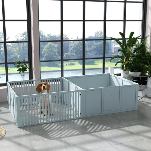 KFX-0459453 Spacious Dog Egg Crate with Removable Doors for Mothers and Newborn Puppies, Indoor Playpen, 81" x 39" x 20", Grey