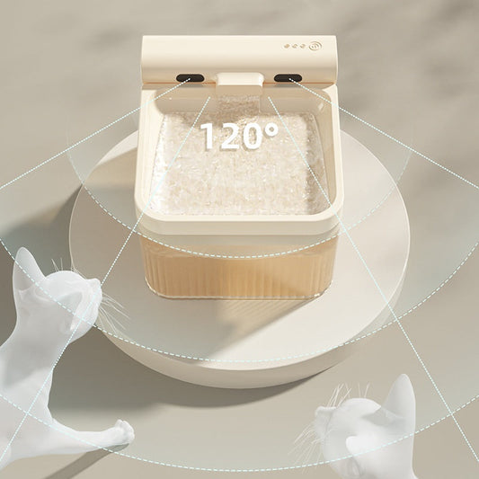 KFX-0459837 4L Smart Pet Water Dispenser with Triple Filter System for Cats and Dogs, Available in Tea Apricot and Gray White