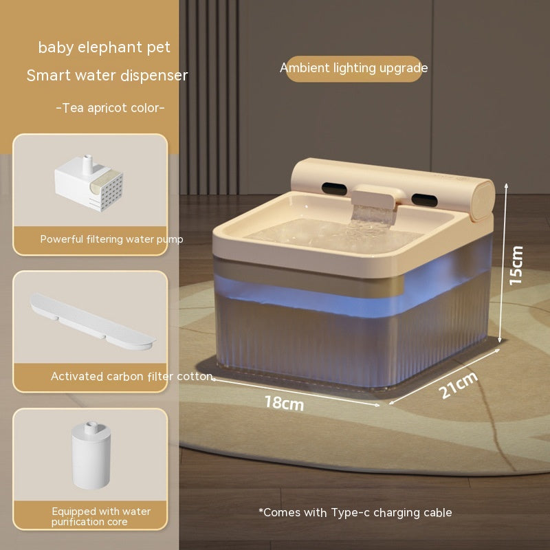 KFX-0459837 4L Smart Pet Water Dispenser with Triple Filter System for Cats and Dogs, Available in Tea Apricot and Gray White