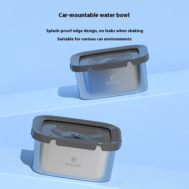 KFX-0459965 Stainless Steel Floating Pet Water Bowl with Filter - Anti-Tumble Design