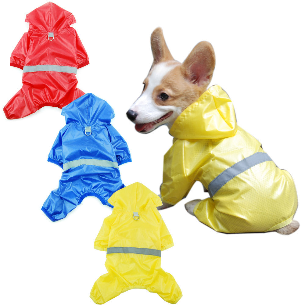 KFX-0460349 Reflective Waterproof Double Layer Pet Raincoat for Dogs - Sizes XS to 2XL