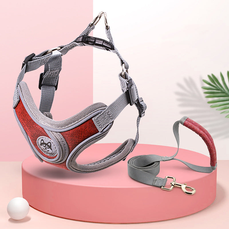 KFX-0463037 Soft Dog Harness and Leash Set for Small to Medium Dogs - Adjustable Chest Vest in Multiple Colors