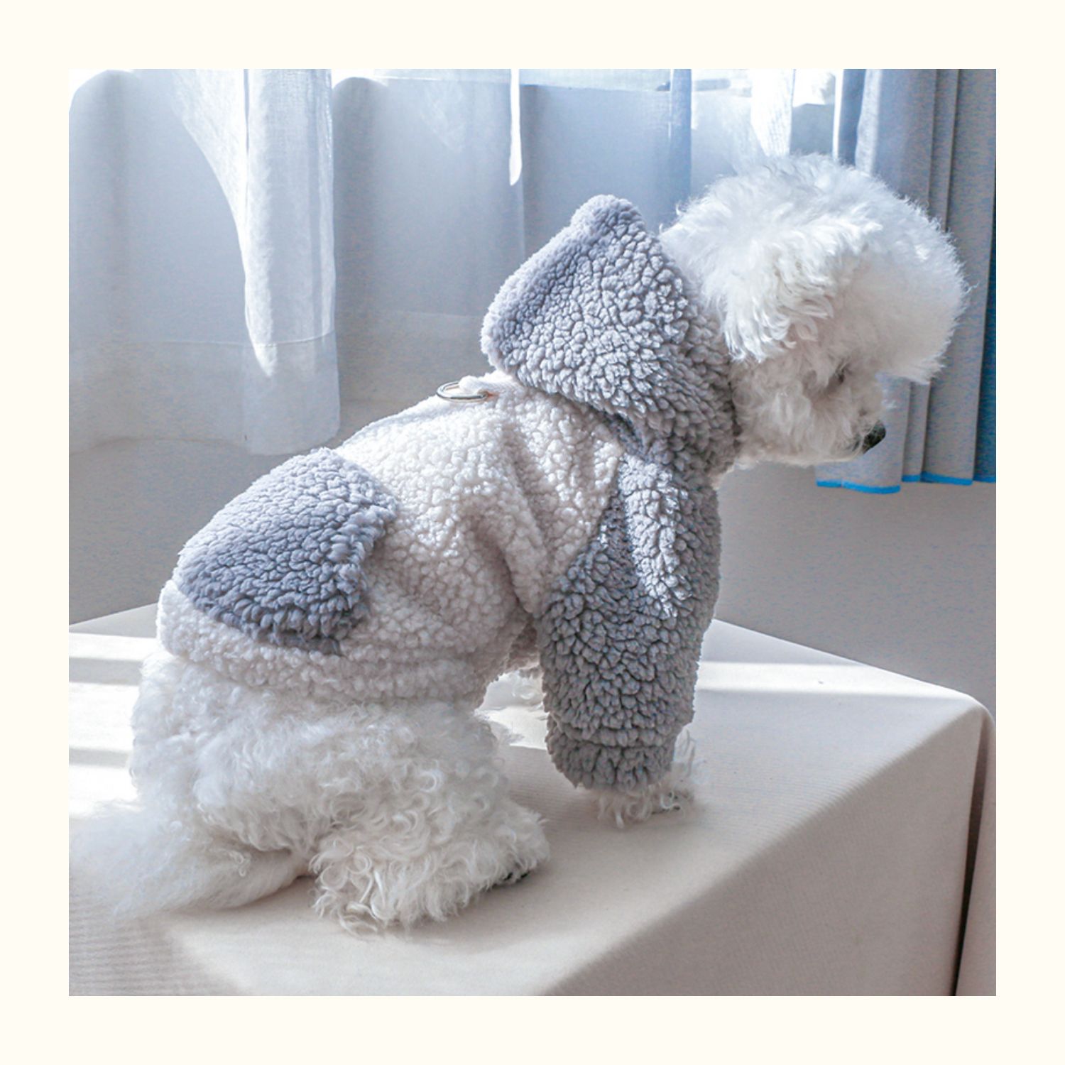 KFX-0464317 Light Brown, Gray, Purple, Pink Lamb Fleece Traction Sweater for Puppies - Casual Autumn Thermal Clothing