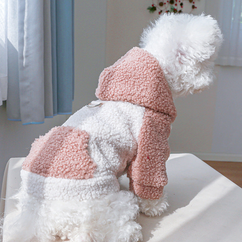 KFX-0464317 Light Brown, Gray, Purple, Pink Lamb Fleece Traction Sweater for Puppies - Casual Autumn Thermal Clothing