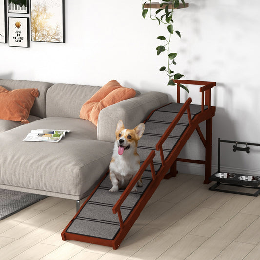 KFX-0465213 Wooden Dog Ramp with Removable Guardrails and Non-Slip Surface, 73" Long, Suitable for Pets Up to 88 lbs