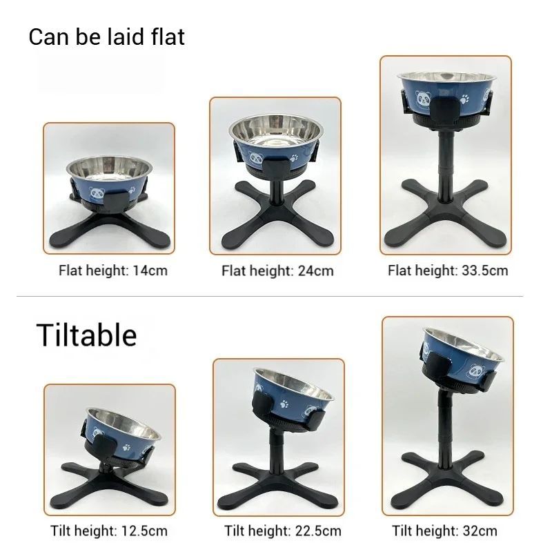KFX-0465725 Adjustable Elevated Dog Bowl Stand with Anti-Slip Design for Medium and Large Pets