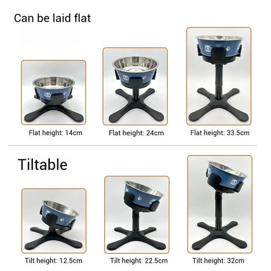 KFX-0465725 Adjustable Elevated Dog Bowl Stand with Anti-Slip Design for Medium and Large Pets