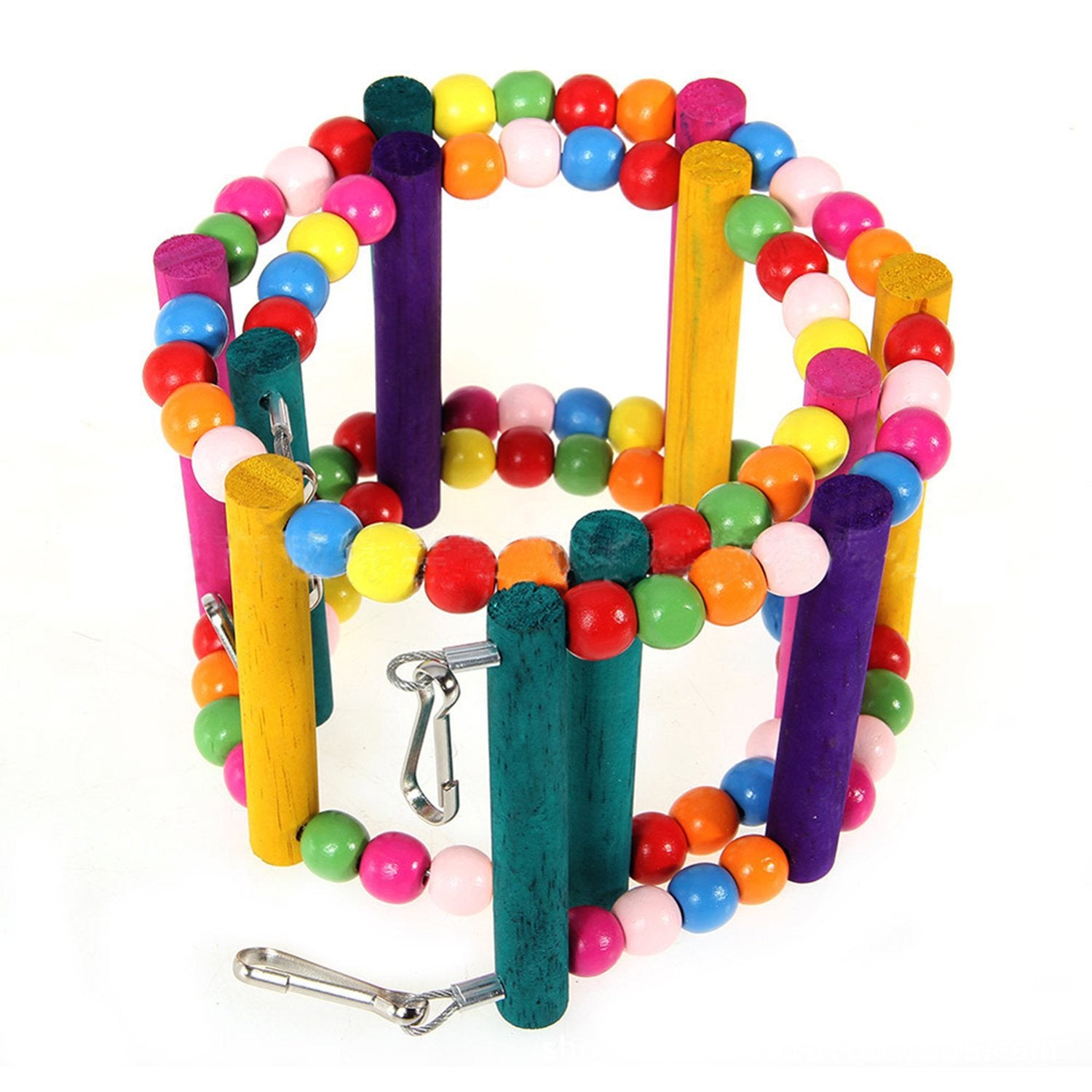 KFX-0467005 Colorful Wooden Bead Ladder Toy for Birds - 25cm to 49cm Length Options