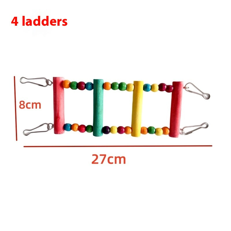 KFX-0467005 Colorful Wooden Bead Ladder Toy for Birds - 25cm to 49cm Length Options