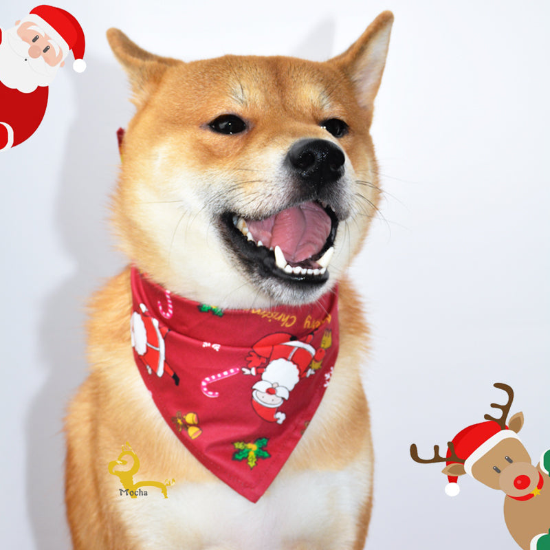 KFX-0467133 Pet Christmas Scarf - 100% Cotton, Red and Green, 45x45x65cm