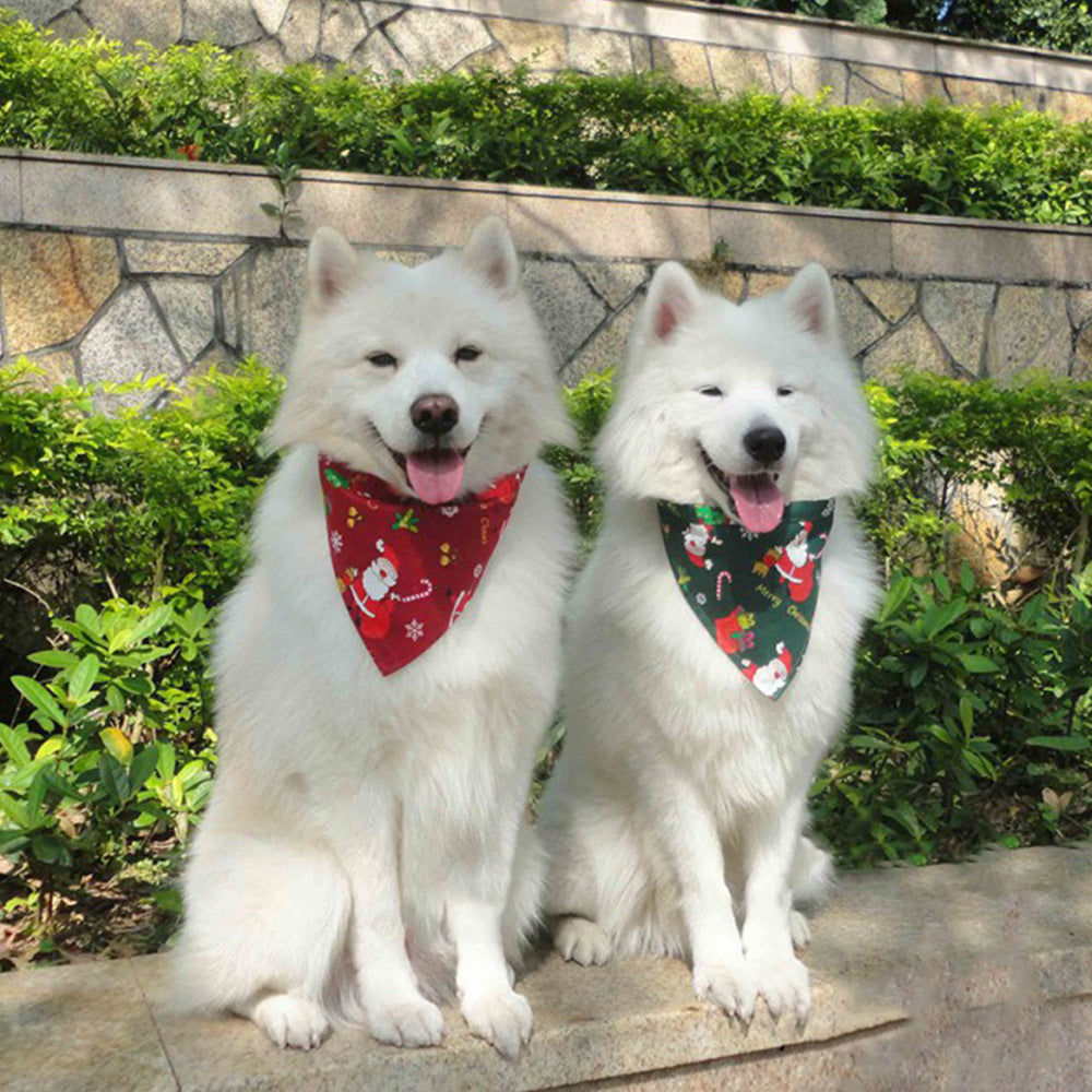 KFX-0467133 Pet Christmas Scarf - 100% Cotton, Red and Green, 45x45x65cm