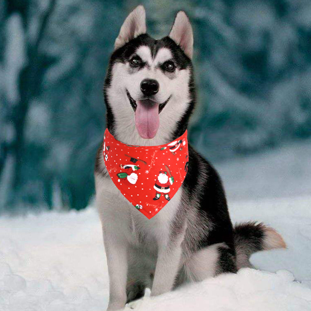 KFX-0467133 Pet Christmas Scarf - 100% Cotton, Red and Green, 45x45x65cm