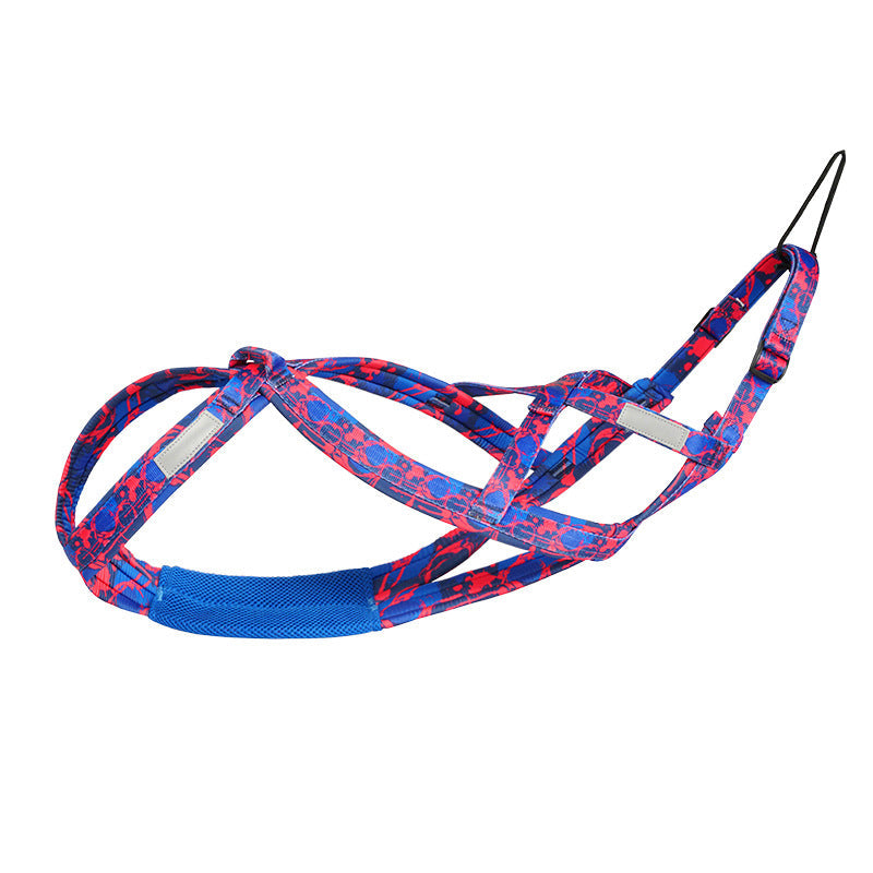 KFX-0468797 Dog Sled Chest Harness with Hand Holding Rope for Pet Control - Blue/Rose Red
