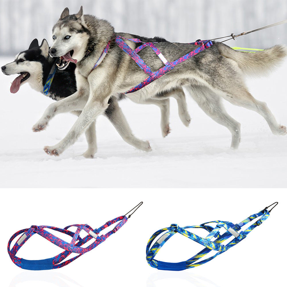 KFX-0468797 Dog Sled Chest Harness with Hand Holding Rope for Pet Control - Blue/Rose Red