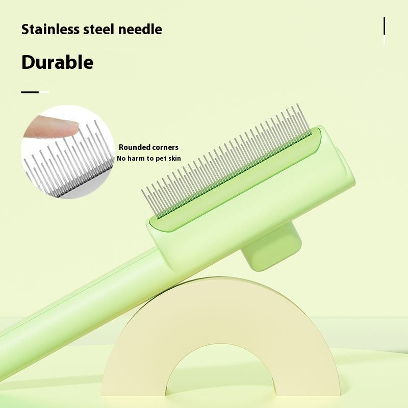 KFX-0471101 Pet Comb with One-Click Hair Removal and Knot Opening - Available in Multiple Colors and Tooth Options