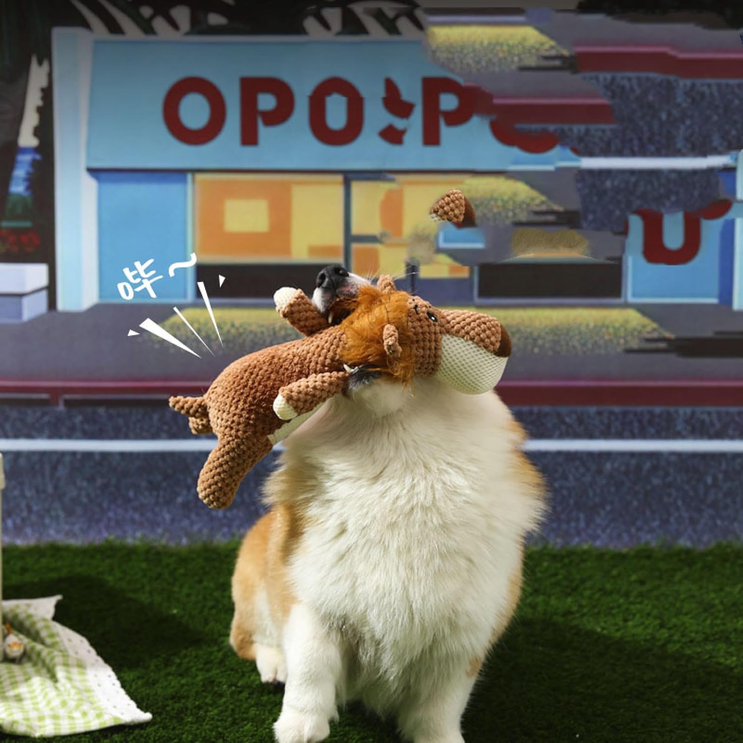 KFX-0472765 Interactive Plush Dog Toy with Teeth Cleaning Design and Sound Device - Cute Animal Shape