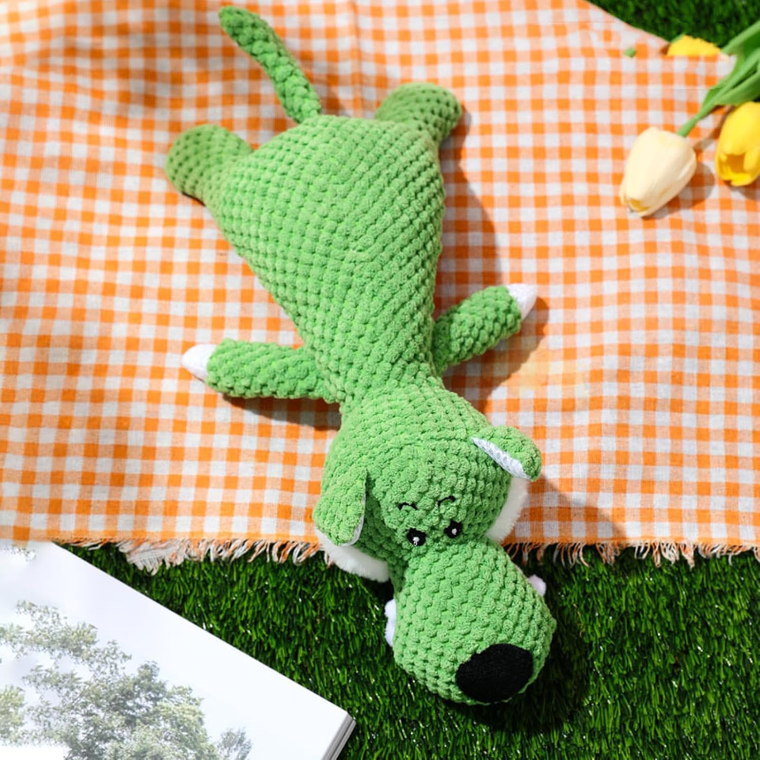 KFX-0472765 Interactive Plush Dog Toy with Teeth Cleaning Design and Sound Device - Cute Animal Shape