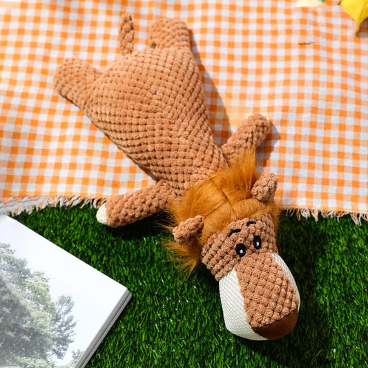 KFX-0472765 Interactive Plush Dog Toy with Teeth Cleaning Design and Sound Device - Cute Animal Shape