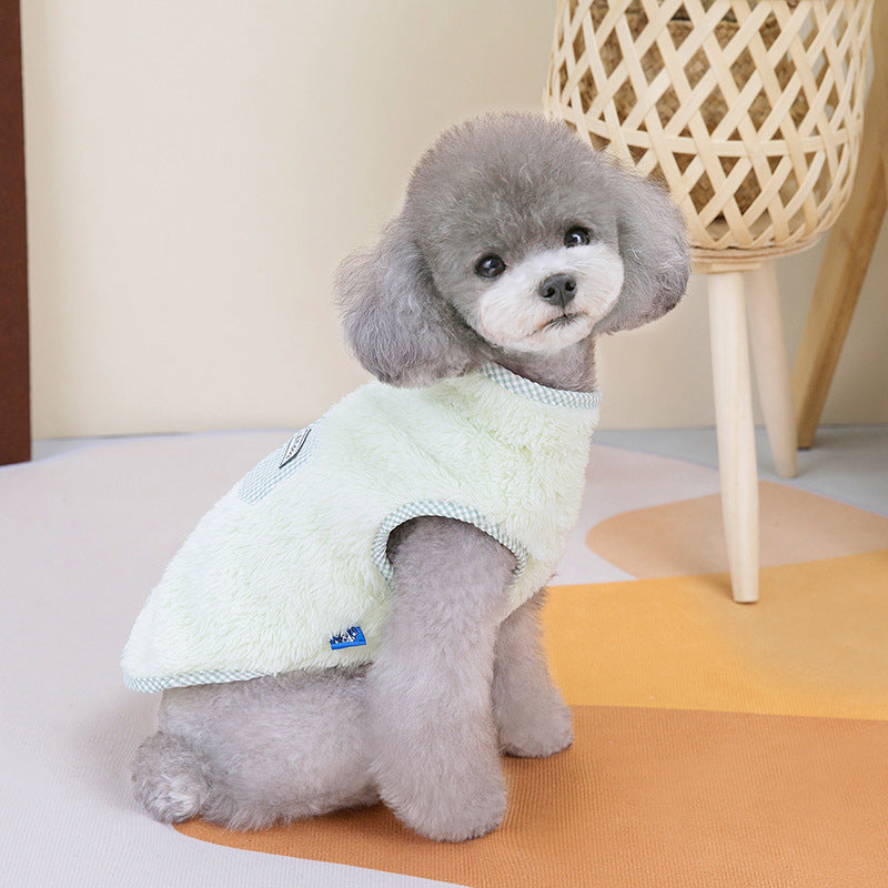 KFX-0473277 Thermal Plaid Vest for Pets in Yellow, Green, and Lotus Root Starch – Casual Style, Multiple Sizes Available