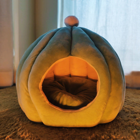 KFX-0475325 Cozy Semi-Enclosed Velvet Cat Nest for Deep Sleep - Large Size 40*48 cm