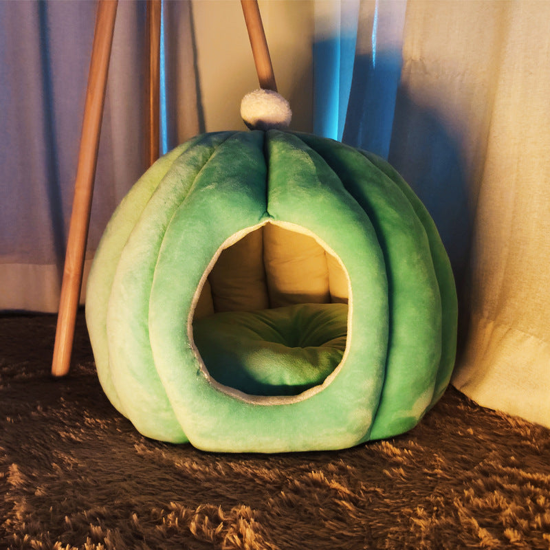 KFX-0475325 Cozy Semi-Enclosed Velvet Cat Nest for Deep Sleep - Large Size 40*48 cm
