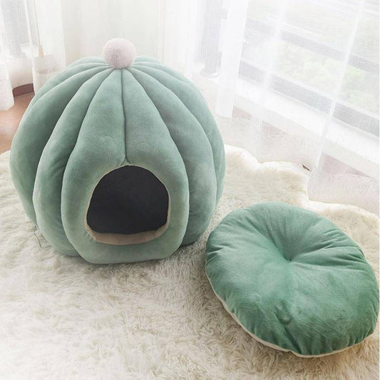 KFX-0475325 Cozy Semi-Enclosed Velvet Cat Nest for Deep Sleep - Large Size 40*48 cm