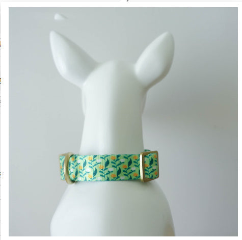 KFX-0477245 Flower Pattern Nylon Ribbon Pet Collar for All Seasons - Multiple Sizes Available