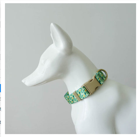 KFX-0477245 Flower Pattern Nylon Ribbon Pet Collar for All Seasons - Multiple Sizes Available