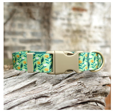 KFX-0477245 Flower Pattern Nylon Ribbon Pet Collar for All Seasons - Multiple Sizes Available