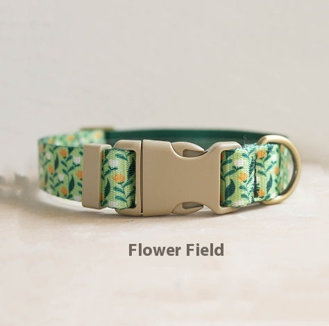 KFX-0477245 Flower Pattern Nylon Ribbon Pet Collar for All Seasons - Multiple Sizes Available