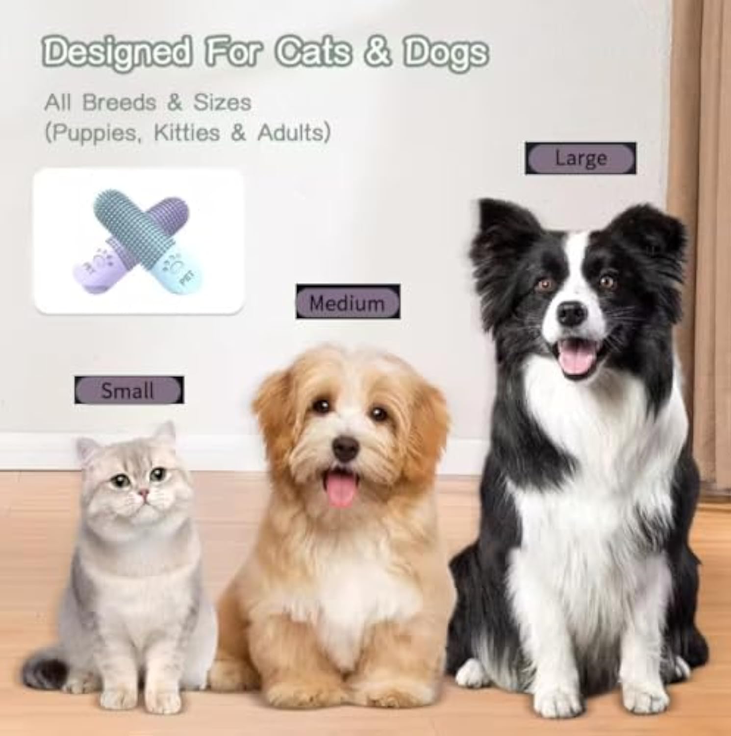 KFX-0478525 360-Degree Pet Finger Toothbrush for Small, Medium, and Large Dogs – Promote Oral Health and Freshen Breath