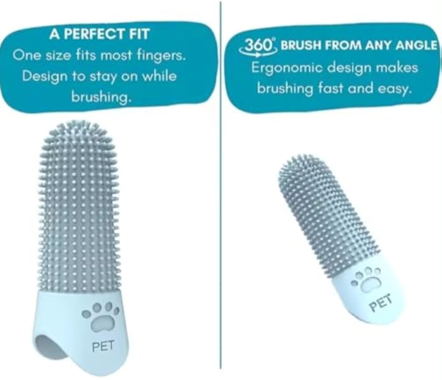 KFX-0478525 360-Degree Pet Finger Toothbrush for Small, Medium, and Large Dogs – Promote Oral Health and Freshen Breath