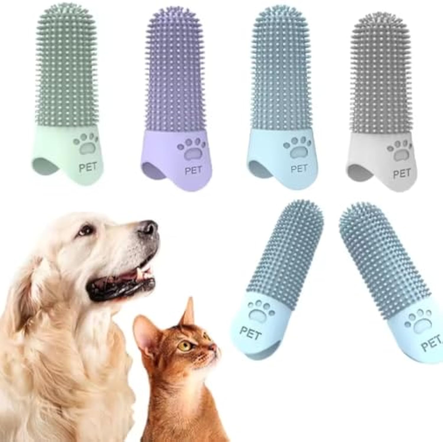 KFX-0478525 360-Degree Pet Finger Toothbrush for Small, Medium, and Large Dogs – Promote Oral Health and Freshen Breath