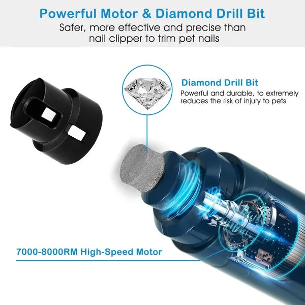 KFX-0479037 Quiet USB Rechargeable Pet Nail Grinder with 2 Adjustable Speed Settings