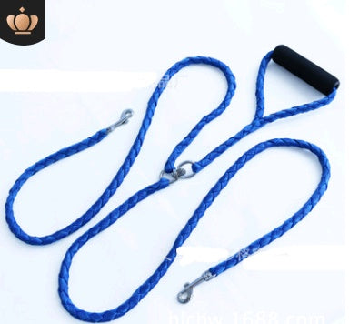 KFX-0480829 Hand-Knitted Double-Headed Dog Leash with Anti-Winding Feature, 140CM Length