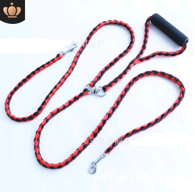 KFX-0480829 Hand-Knitted Double-Headed Dog Leash with Anti-Winding Feature, 140CM Length