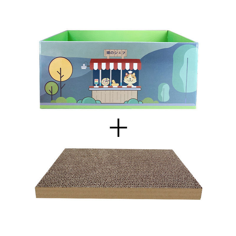 KFX-0481213 Durable Corrugated Paper Cat Scratching Toy with Replaceable Core - Meow & Car Patterns