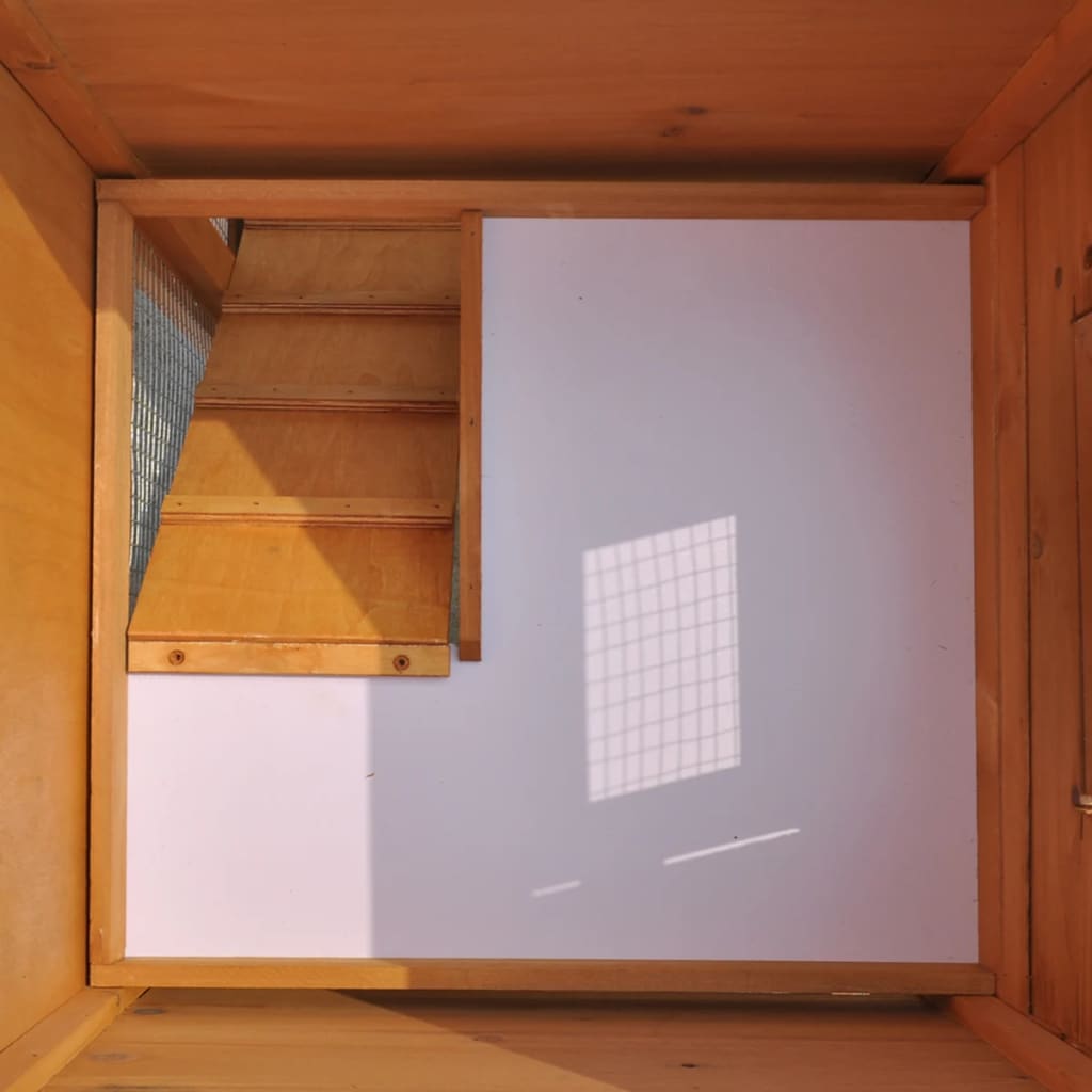 KFX-0482621 Two-Level Rabbit Hutch with Pine Wood Frame and Weather-Resistant Roof, Easy Cleaning Design