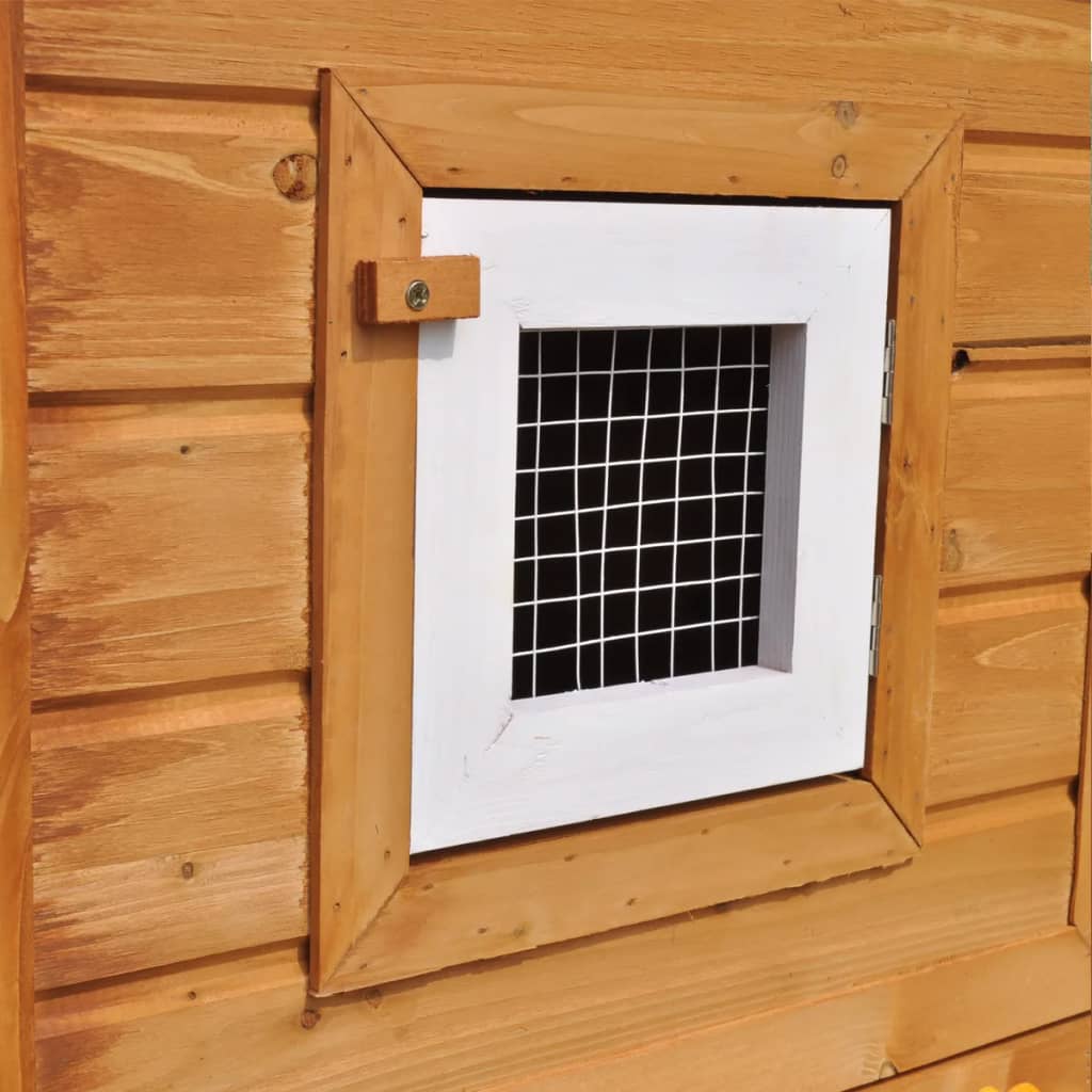 KFX-0482621 Two-Level Rabbit Hutch with Pine Wood Frame and Weather-Resistant Roof, Easy Cleaning Design