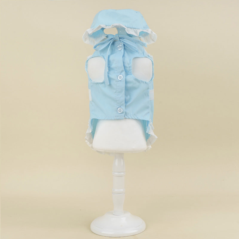 KFX-0483389 Pet Blue Maid Dress & Hat Set for Cats and Dogs in Multiple Sizes
