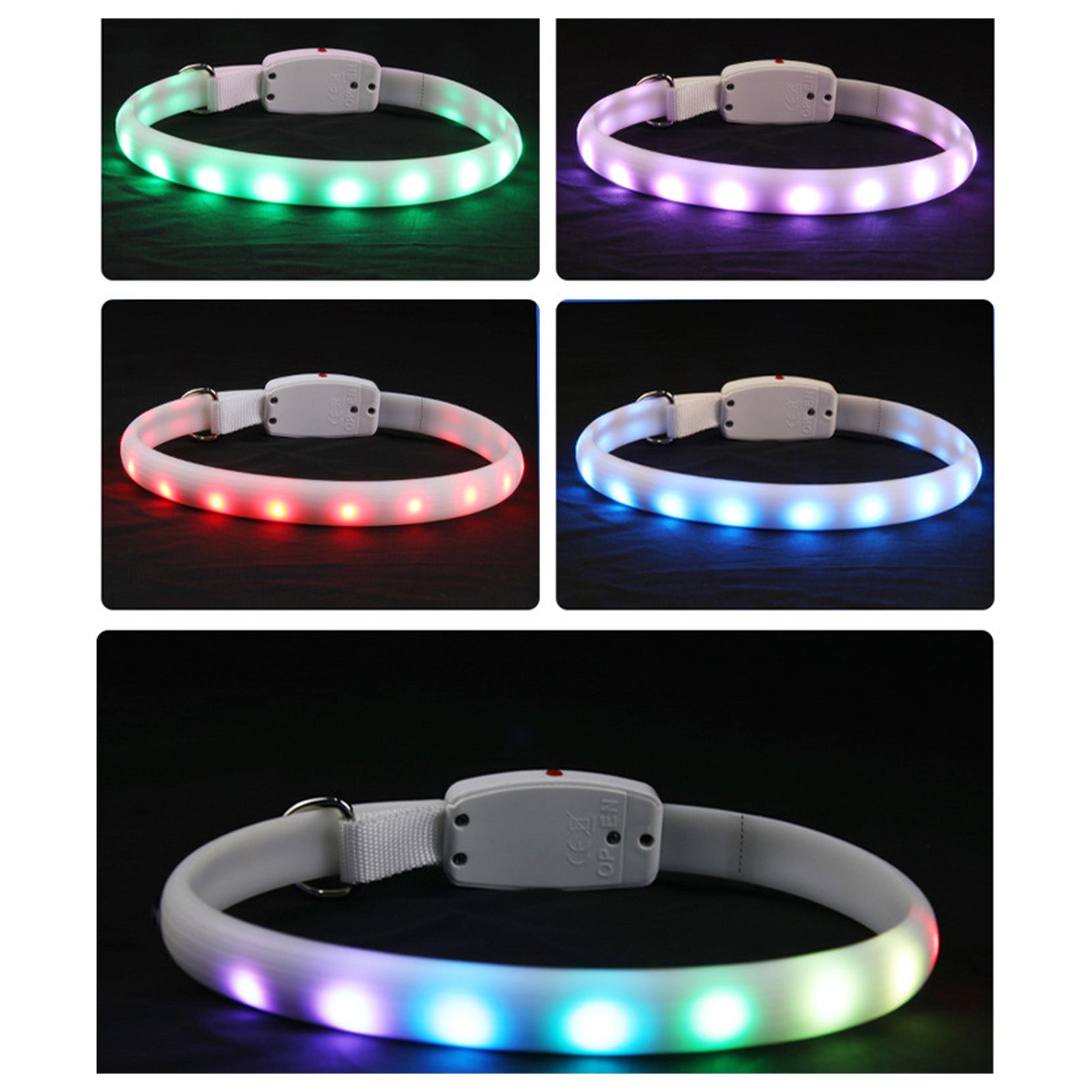 KFX-0483645 LED Pet Collar with Adjustable Fit and USB Charging for Nighttime Safety