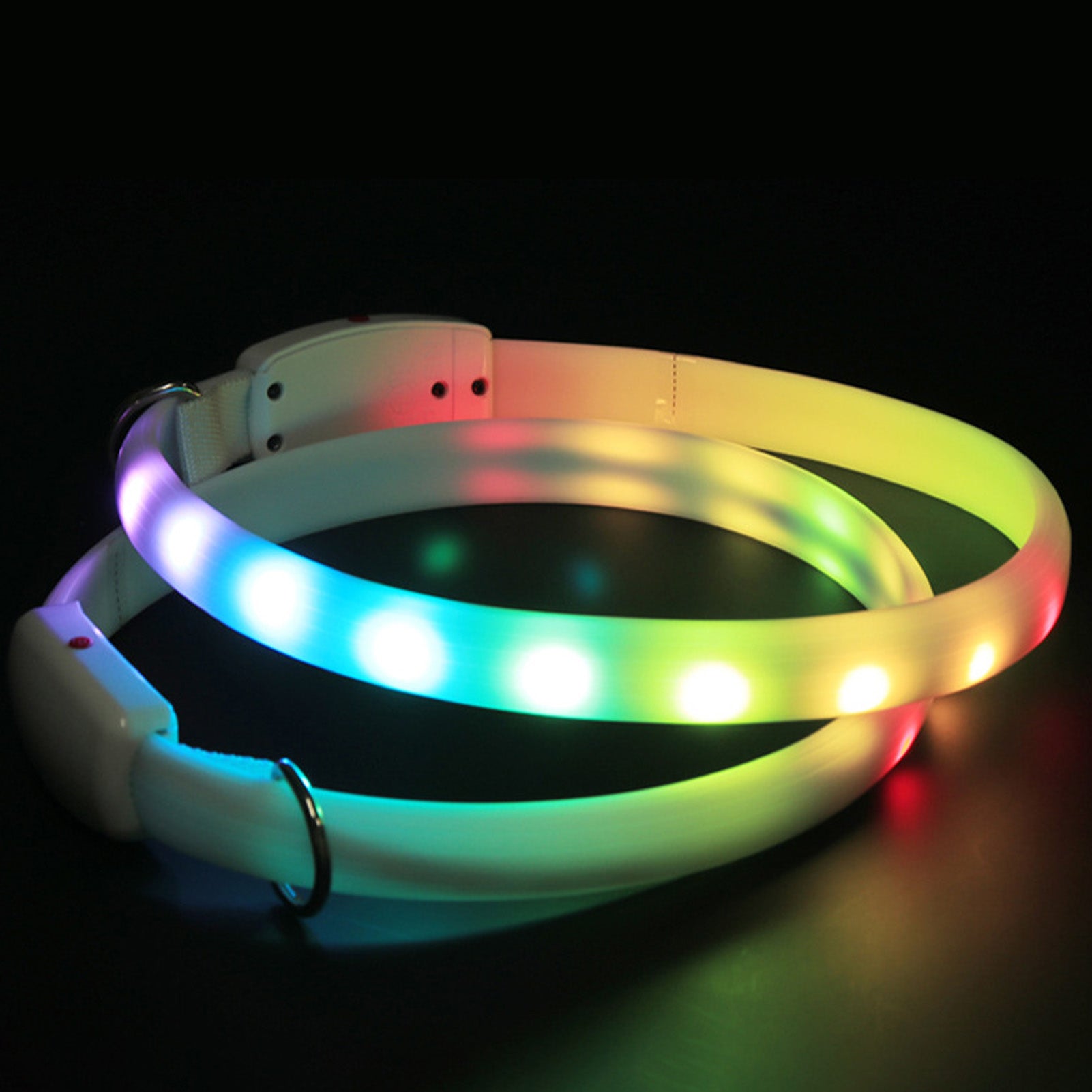 KFX-0483645 LED Pet Collar with Adjustable Fit and USB Charging for Nighttime Safety