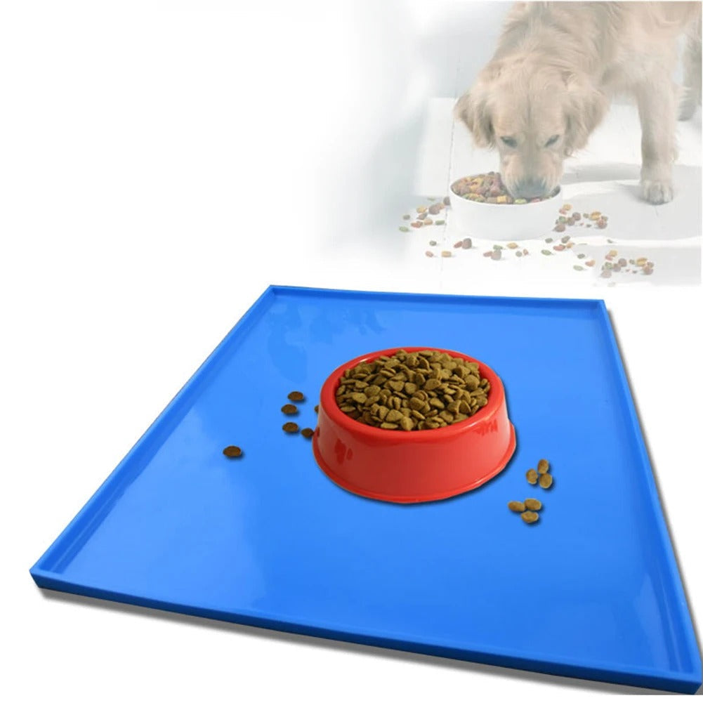 KFX-0484797 Silicone Pet Placemat - Waterproof, Non-Slip Design with Raised Edges for Easy Cleanup