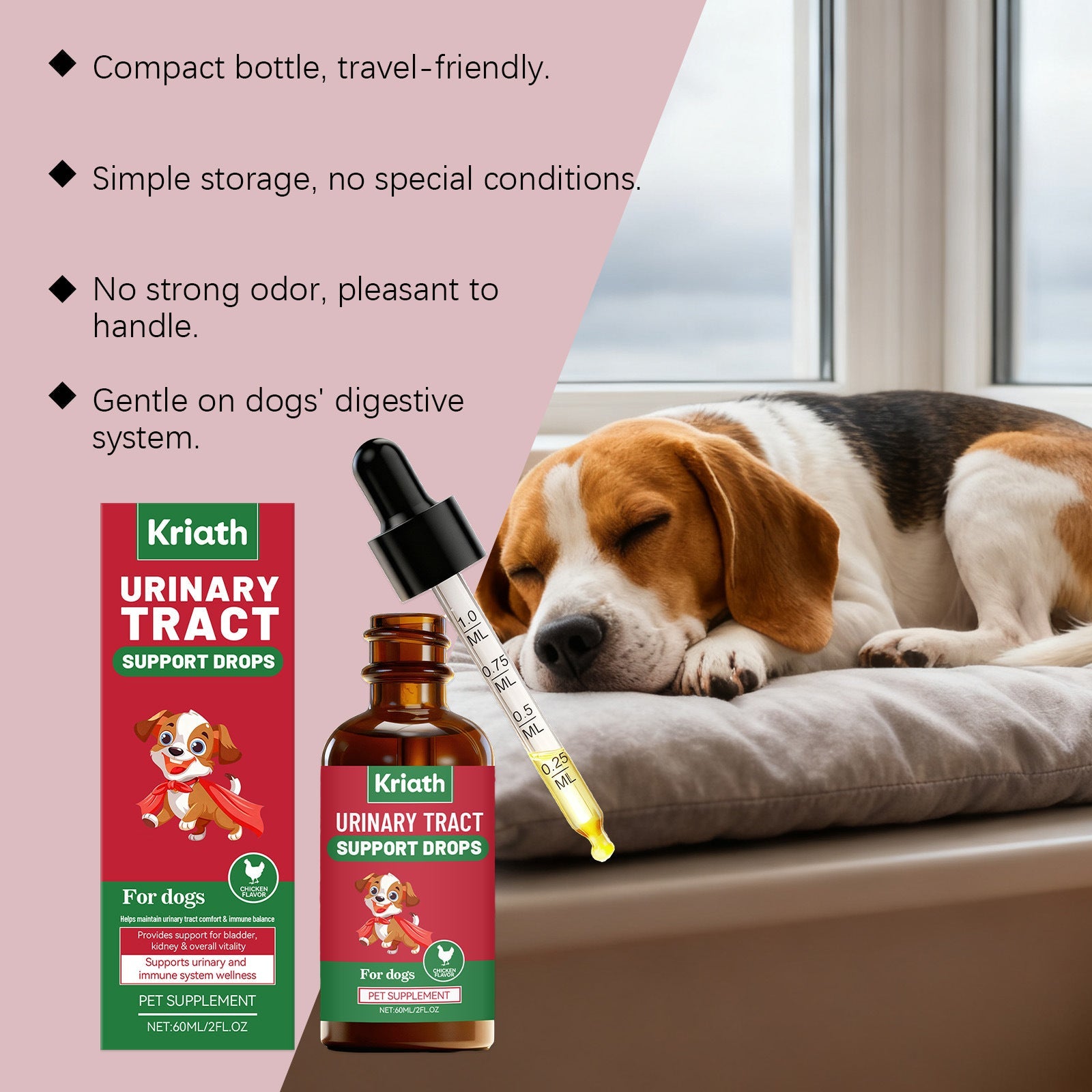 KFX-0486845 Herbal Urinary Relief Drops for Dogs - Natural Ingredients for Comfort