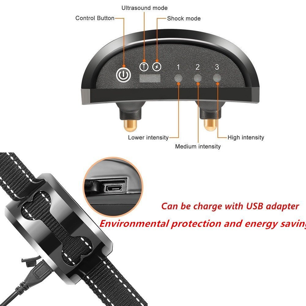 KFX-0488765 Ultrasonic Anti-Bark Dog Training Device with Adjustable Sensitivity and USB Charging