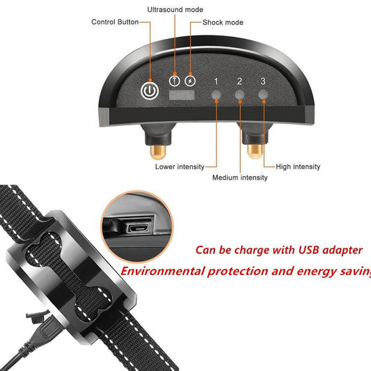 KFX-0488765 Ultrasonic Anti-Bark Dog Training Device with Adjustable Sensitivity and USB Charging