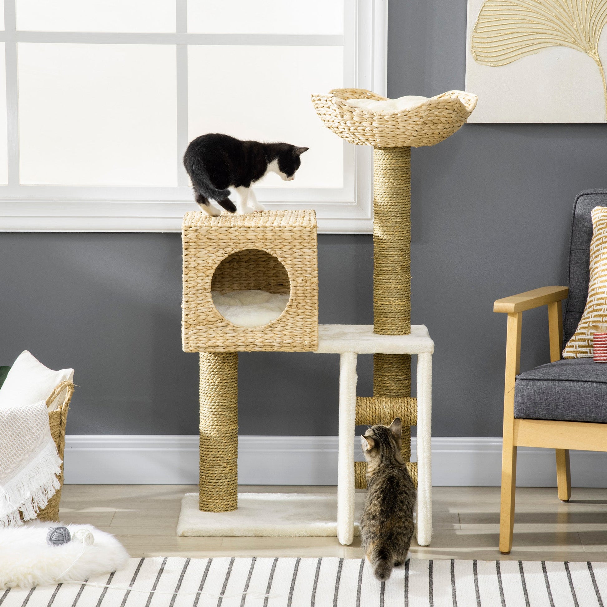 KFX-0490045 Multi-Level Cat Tree with Soft Beds, Condo, and Climbing Ladder for Indoor Cats